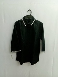 GSP เสื้อเชิ้ตแขนสามส่วนผ้าคอตตอลสีดำ (PL46BL)