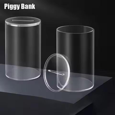 Fashion Acrylic Piggy Bank Large Capacity Birthday Gift Money Saving Box Clear Coin Container for Ad