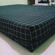 Sarung kasur busa resleting motif Kotak kotak / Aesthetic Korean Style Kain katun cina murah