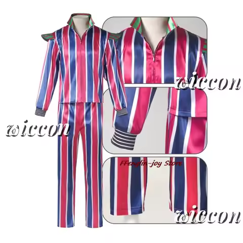 David Stardust Bowie Cosplay Sequins Costume Pink Blue Striped Suit For Rock Stage Performances Fant