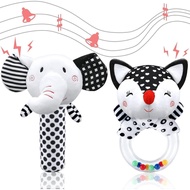 Baby Rattles & Toys - 0-3 Months, High Contrast Black & White Plush Stuffed Toys for Infants 5DK6