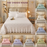 Bedspread Queen/King Size Princess Style White Color Double Lace Ruffles Quilting Mattress Cover/Blanke/Quilt/Pillowcase