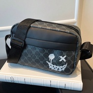 Hixon Personalized Smiling Face Geometric Print Shoulder Bag, Punk Style Niche Design Crossbody Bag,