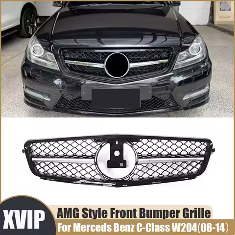 XVIP AMG Style Racing Grills For Mercedes Benz C-Class W204 08-14 C180 C250 C350 Black 1Pin Front Bu