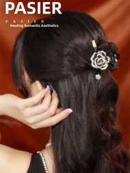 Platinum Siya New Arrival Black Camellia Grip Female Back Head Loose Clip Small Size Shark Clip AB S