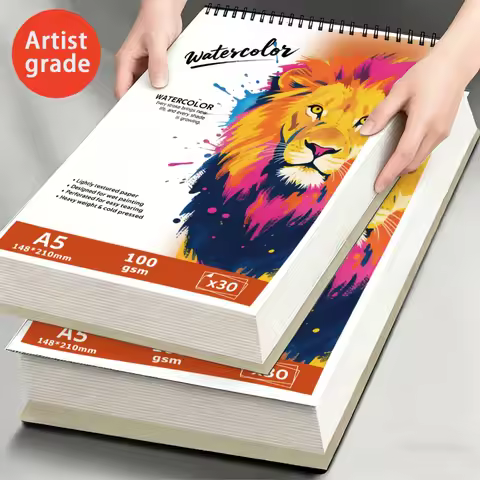 A4/A5,30-Page Watercolor Pad, 100gsm Paper, Lion-Patterned Cover, Spiral-Bound, Perfect for Artists 