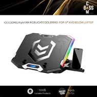 * ICE COOREL K9 6 FAN RGB LIGHT COOLERPAD -FOR 17" AND BELOW LAPTOP (CP-60-HDW)