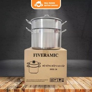 FIVER 30cm 2-layer Steamer Set with 430 Stainless Steel Glass Cover, Multifunctional Chicken Boiling
