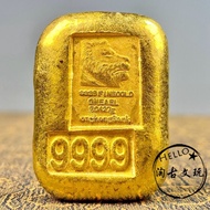 Rare Lion Head 9999 Copper Gilt Solid Small Gold Nugget Gold Ingot Antique Coin Nostalgic Old Object
