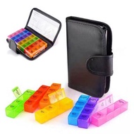 **包郵** 藥盒 7天 28格 塑料藥盒 皮包 彩色 便攜式 密封藥盒 旅行分裝藥物 分類盒 老人提示薬丸盒