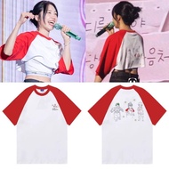 #Apink郑恩地演唱会ADayOfLife圆领短袖T恤宽松印花插肩袖衣服,, Apink Zheng Endi Concert ADayOfLife Round Neck Short Sleeve 