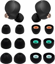6 Pairs Replacement Ear Tips Buds for WF-1000XM5 / WF-1000XM3 / WF-C700N / WF-C500, Eartips Earbuds Flexible Soft Silicone Rubber Skin Accessories Compatible with Sony WF-1000XM4 - S/M/L Black