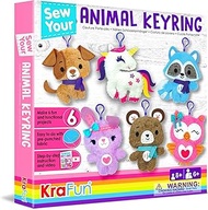 KRAFUN Unicorn Sewing Keyring Kit for Kids Age 7 8 9 10 11 12 Learn Art &amp; Craft, Includes 6 Stuffed Animal Bear, Dog, Rabbit, Raccoon, Owl Dolls, Instruction &amp; Felt Materials