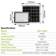 DURALUX SOLAR LED FLOOD LIGHT 100W 200W 300W IP65 REMOTE CONTROL