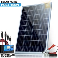 Solar Photovoltaic Module Panel Surya Solar Panel mono 100 Watt Dengan Controller 10A 20A 30A -Hitam