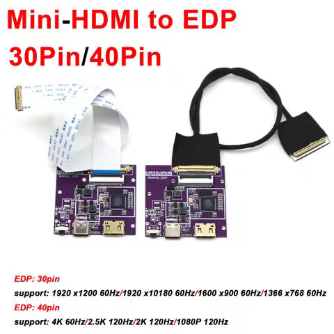 Mini HDMI to EDP Driver Board 30PIN 40PIN 2K 4K 60Hz 120Hz EDP Signal LCD Display Projection for Por