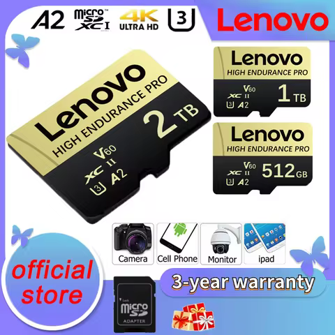 Lenovo 2TB High Speed Memory Card 128GB Class 10 V60 1TB Mini SD Card 512GB Micro TF SD Card 256GB T