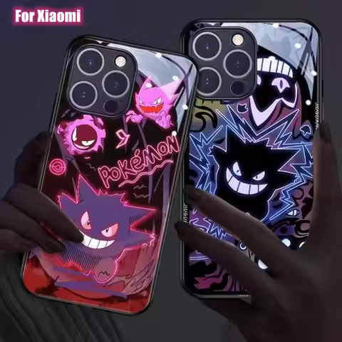 Anime Gengar LED Flash Phone Case for Xiaomi Redmi Note 8 9 9S 10 11 12 13 14 Pro Plus 4G 5G Anti Fa
