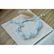 Handmade Clear Quartz Macrame Bracelete with Icy Blue