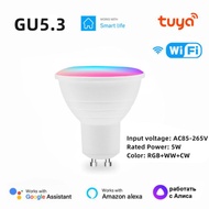 Tuya Zigbee/WIFI Smart Light Bulb GU10/GU5.3/MR16 RGB Dimmable LED Lamp 5W Smart Life Spotlight Cont