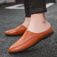Men Shoes Slip on Half Shoes for Men Casual Breathable Loafers Leather Slippers Half Drag shoes casu