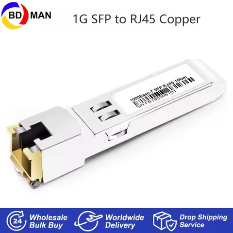 1.25G SFP-T, 1000BASE-T Copper, to RJ45,Compatible for Cisco GLC-T/-GE-T, Meraki MA-1GB-TX, Ubiquiti
