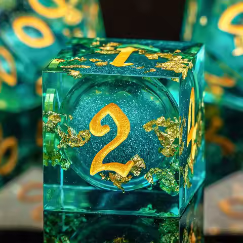 Liquid Core D&D Dice Set DND, Sharp Edge Resin Dungeon and Dragon Dice Set, RPG Role Playing D and D