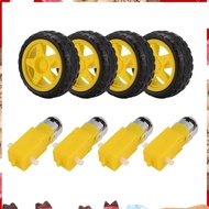 4PCS DC Electric Motor + Plastic TT Motor Tire Wheel Dual Shaft Gear Motor TT   for  Smart Car