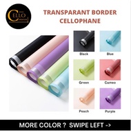[PACK] TRANSPARENT BORDER CELLOPHANE / TRANSPARENT CELLOPHANE / FLOWER PAPER / BOUQUET WRAPPING PAPE