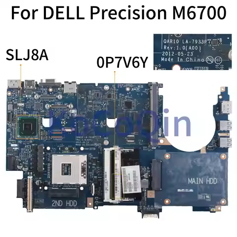 KoCoQin Laptop motherboard For DELL Precision M6700 Core SLJ8A Mainboard CN-0P7V6Y 0P7V6Y QAR10 LA-7