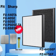 for Sharp FZ-440SEF, FZ-60SEF Air Purifier HEPA H13 & Deodorizing Filter FU-440TA, FU-40SE, FU-60SE,