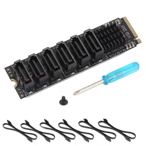 M.2 NVME M-Key PCIE 3.0 to SATA 6Gbps 6-Port Expansion Card NAS Synology Hard Drive Extended PCI-E A