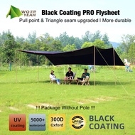 WOYEAH BLACK Coating PRO 6x4.4 or 4.4x4.4 Meter Camping Large Tarp Flysheet Summer Custom Shelter Canopy UPF 50+ anti-UV