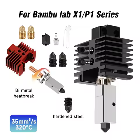 Upgrade V2.0 Hotend Kit For Bambu Lab X1 P1P Hardened Steel Nozzle Plated Copper Heater Block for Ba