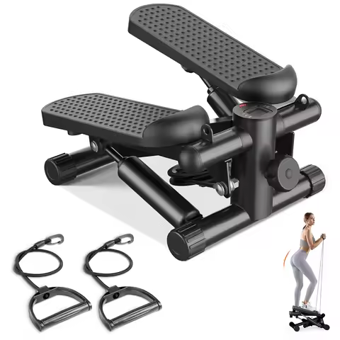JHK Mini Stepper with Resistance Bands 300 LBS Weight Capacity Hydraulic Home Stepper Machine Compac