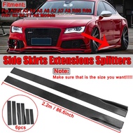 New 6x 2m/2.2m Universal Car Side Skirt Extension Splitters Body Apron Lip For AUDI A3 A4 A5 A6 A7 A