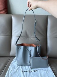 包SF|Lancaster Light Grey Cow Leather Bag w/attachable Card Holder & Dust Bag