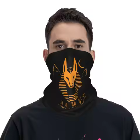 Anubis Egyptian God Print Bandana Neck Gaiter Printed Mask Scarf Face Mask Cycling for Men Women Adu