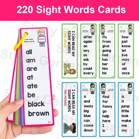 Montessori 220 Sight Words Flashcards High Frequency Words Kindergarten to 1st Grade ESL Teaching Ma