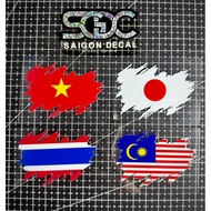 DTF Sticker Vietnam Flag, Thailand Flag, Malaysian Flag Decorative Sticker (6928)