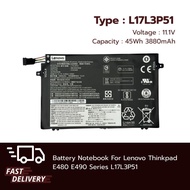 Notebook Battery Lenovo Thinkpad E480 E490 Series L17L3P51 1  1 Year