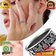 Men's titanium ring wolf silver nordic rune viking men ring ,/ men's titanium ring / men's ring / me