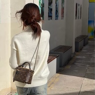 LV vanity拼色老花化妝盒子手提斜背包18*13*10 98新配件鑰匙塵袋