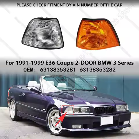 Car Corner Turn Signal Light 63138353281 63138353282 For 1991-1999 E36 Coupe 2-DOOR BMW 318i 318is 3