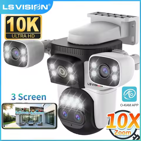 LS VISION 10K Three Screen WiFi Security Camera Outdoor 10x Zoom Auto Tracking Wifi Surveillance Cam