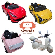 [SG] Ferrari / Lambo / Candy Car / Vespa / Mercedes Kids Electric Car / Scooter with Remote Control