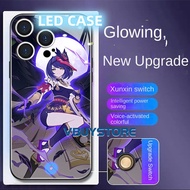 LED Case for Iphone 16 Phone Case in Cartoon Game Genshin Come Electric Flash Phone Case for Iphone 