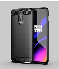 OnePlus 6T เคส OnePlus6T เกราะ,เคสหลังซิลิโคน TPU นิ่มคาร์บอนไฟเบอร์