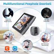 [SG SELLER 🇸🇬] 2024 New 4.3 Inch Tuya 1080P wifi Smart Doorbell Cateye Peephole Camera Two-Way Doorbell