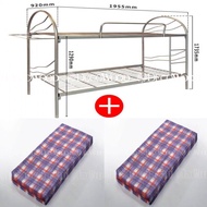 [Combo Set] Bedframe & Mattress - Single Double Decker Bed Metal Bunk Bed BedFrame With 3ft Size 3 I